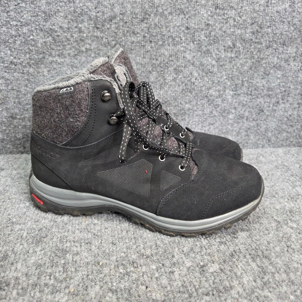 Salomon Ellipse Freeze Womens 8.5 Black Suede Waterproof Hiking Boots 406132